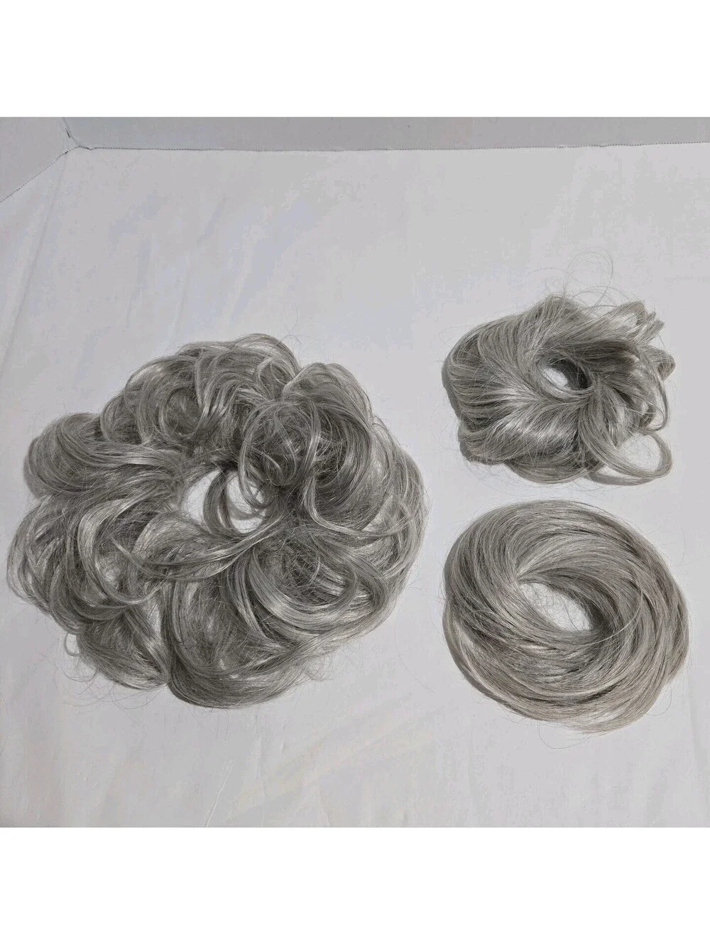 Set of 3 Ponytail Messy Bun Gray Hair Piece Wiglet Extension